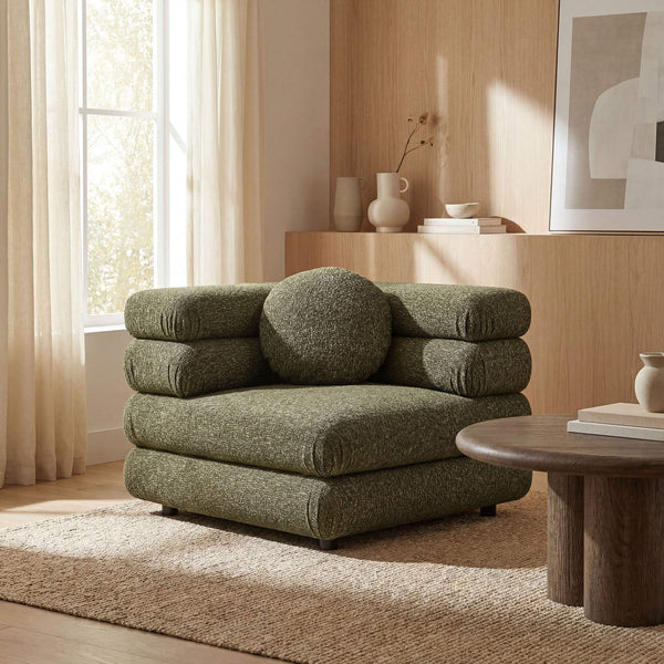 Modway Furniture Jubilee Modway Modular Corner Chair Nubby Looped Yarn Retro Tufted Living Room Seat Green EEI-7710-OLI