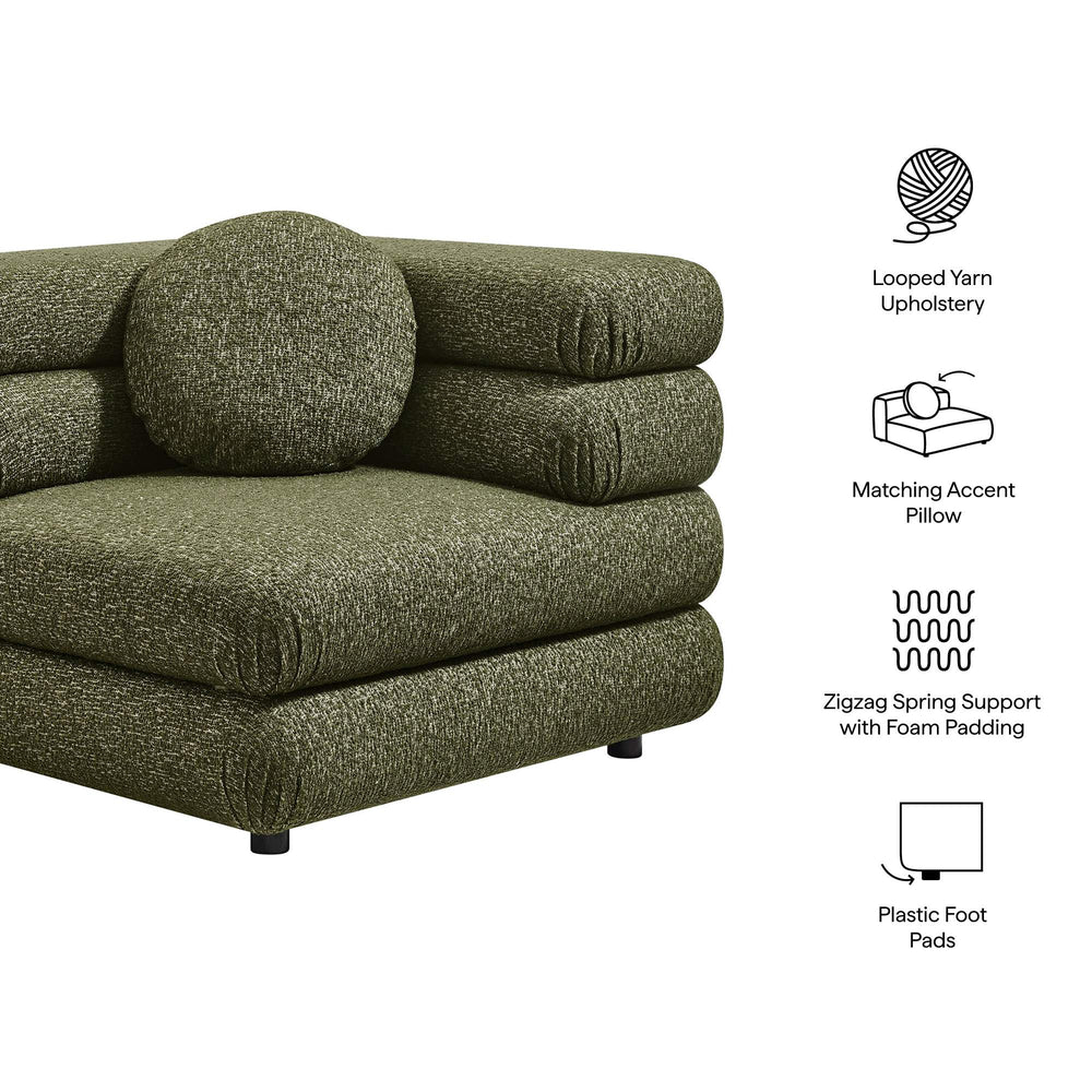 Modway Furniture Jubilee Modway Modular Corner Chair Nubby Looped Yarn Retro Tufted Living Room Seat Green EEI-7710-OLI