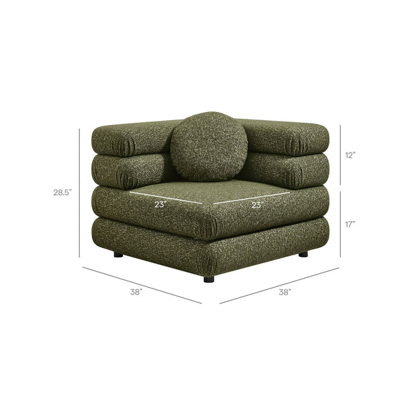 Modway Furniture Jubilee Modway Modular Corner Chair Nubby Looped Yarn Retro Tufted Living Room Seat Green EEI-7710-OLI