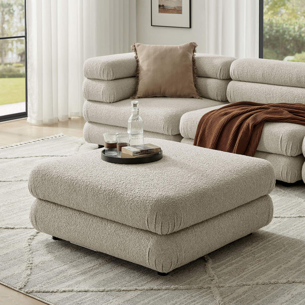 Modway Furniture Jubilee Modway Tufted Square Ottoman with Looped Yarn Upholstery for Modern Living Brown EEI-7711-LIN