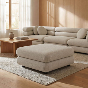 Modway Furniture Jubilee Modway Tufted Square Ottoman with Looped Yarn Upholstery for Modern Living Brown EEI-7711-LIN