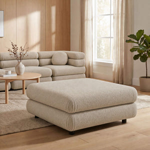 Modway Furniture Jubilee Modway Tufted Square Ottoman with Looped Yarn Upholstery for Modern Living Brown EEI-7711-LIN
