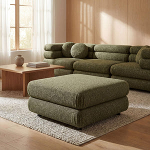 Modway Furniture Jubilee Modway Tufted Square Ottoman with Looped Yarn Upholstery for Modern Living Green EEI-7711-OLI