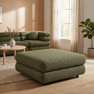 Modway Furniture Jubilee Modway Tufted Square Ottoman with Looped Yarn Upholstery for Modern Living Green EEI-7711-OLI