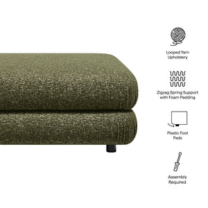 Modway Furniture Jubilee Modway Tufted Square Ottoman with Looped Yarn Upholstery for Modern Living Green EEI-7711-OLI