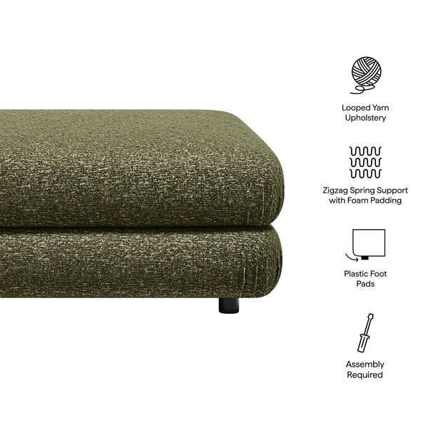 Modway Furniture Jubilee Modway Tufted Square Ottoman with Looped Yarn Upholstery for Modern Living Green EEI-7711-OLI