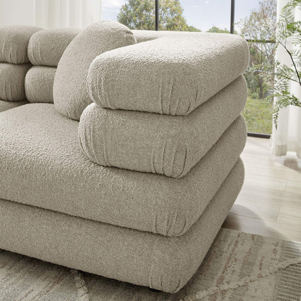 Modway Furniture Jubilee Modway Modular Sectional Sofa with Looped Yarn Weave and Retro Tufted Cushions Brown EEI-7712-LIN