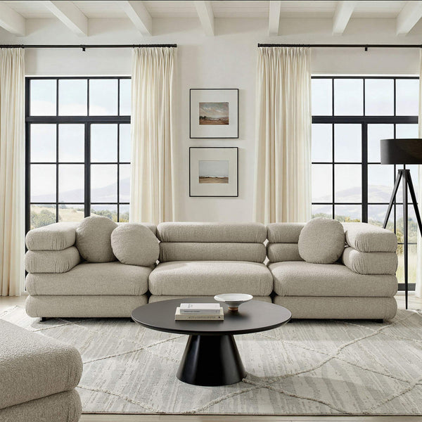 Modway Furniture Jubilee Modway Modular Sectional Sofa with Looped Yarn Weave and Retro Tufted Cushions Brown EEI-7712-LIN