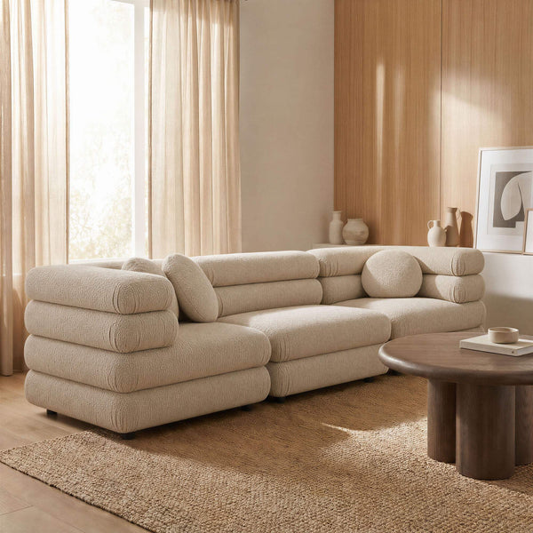 Modway Furniture Jubilee Modway Modular Sectional Sofa with Looped Yarn Weave and Retro Tufted Cushions Brown EEI-7712-LIN