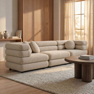 Modway Furniture Jubilee Modway Modular Sectional Sofa with Looped Yarn Weave and Retro Tufted Cushions Brown EEI-7712-LIN