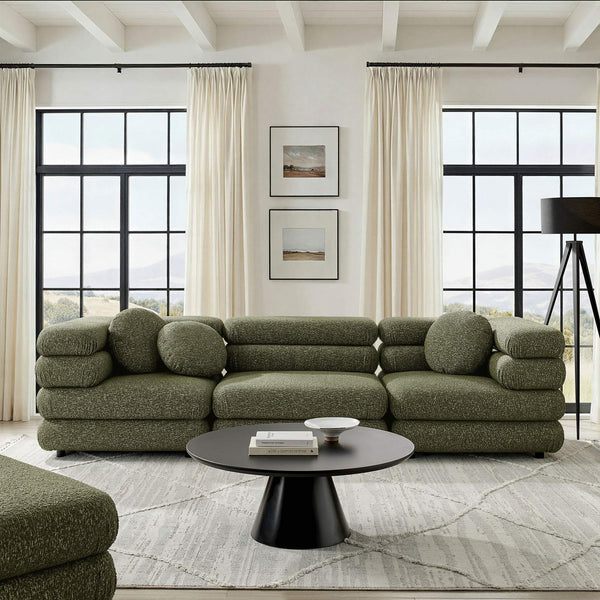 Modway Furniture Jubilee Modway Modular Sectional Sofa with Looped Yarn Weave and Retro Tufted Cushions Green EEI-7712-OLI