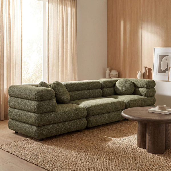 Modway Furniture Jubilee Modway Modular Sectional Sofa with Looped Yarn Weave and Retro Tufted Cushions Green EEI-7712-OLI