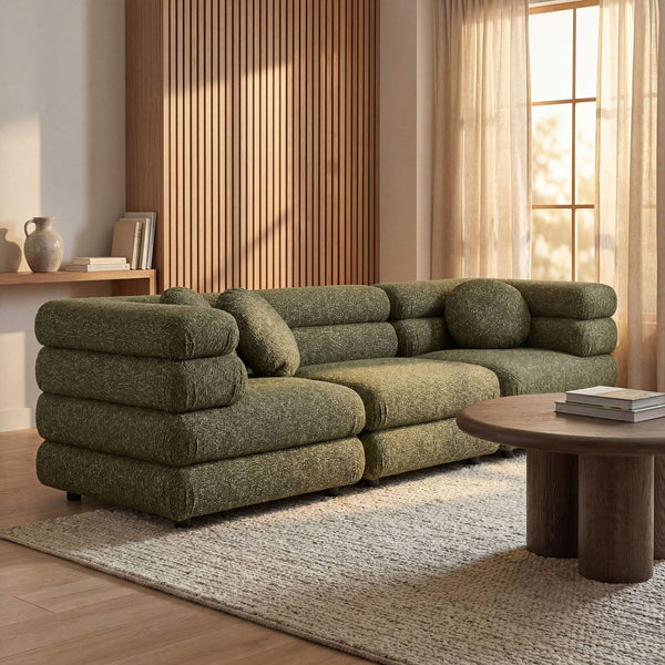 Modway Furniture Jubilee Modway Modular Sectional Sofa with Looped Yarn Weave and Retro Tufted Cushions Green EEI-7712-OLI