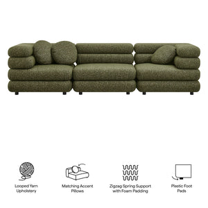 Modway Furniture Jubilee Modway Modular Sectional Sofa with Looped Yarn Weave and Retro Tufted Cushions Green EEI-7712-OLI