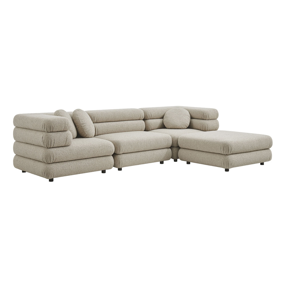 Modway Furniture Jubilee Modway 4 Piece Modular Sectional Looped Yarn Woven Sofa Set for Living Rooms Brown EEI-7713-LIN