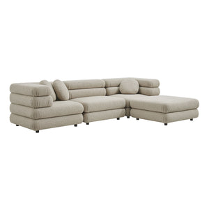Modway Furniture Jubilee Modway 4 Piece Modular Sectional Looped Yarn Woven Sofa Set for Living Rooms Brown EEI-7713-LIN