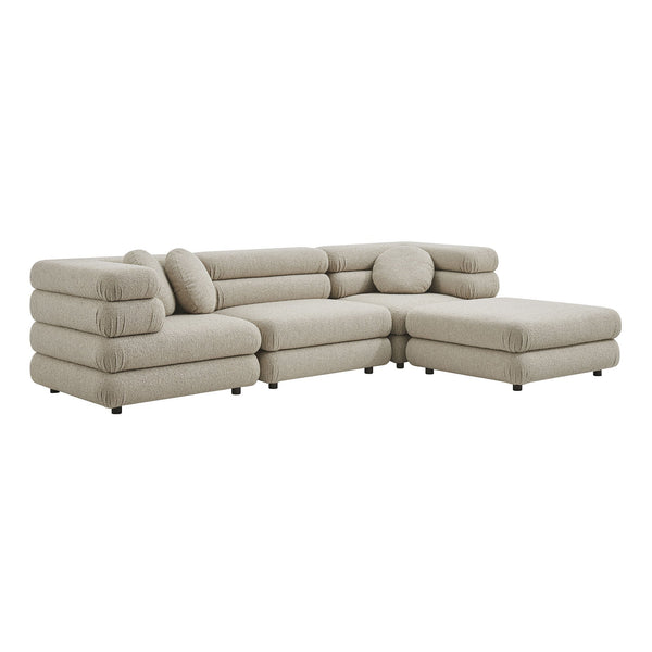 Modway Furniture Jubilee Modway 4 Piece Modular Sectional Looped Yarn Woven Sofa Set for Living Rooms Brown EEI-7713-LIN