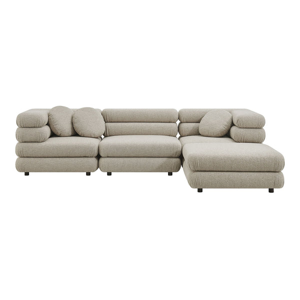 Modway Furniture Jubilee Modway 4 Piece Modular Sectional Looped Yarn Woven Sofa Set for Living Rooms Brown EEI-7713-LIN