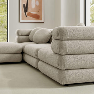 Modway Furniture Jubilee Modway 4 Piece Modular Sectional Looped Yarn Woven Sofa Set for Living Rooms Brown EEI-7713-LIN
