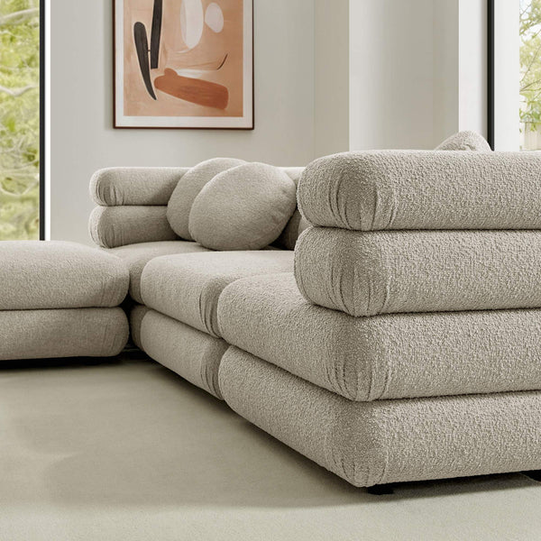 Modway Furniture Jubilee Modway 4 Piece Modular Sectional Looped Yarn Woven Sofa Set for Living Rooms Brown EEI-7713-LIN
