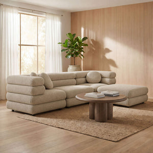Modway Furniture Jubilee Modway 4 Piece Modular Sectional Looped Yarn Woven Sofa Set for Living Rooms Brown EEI-7713-LIN