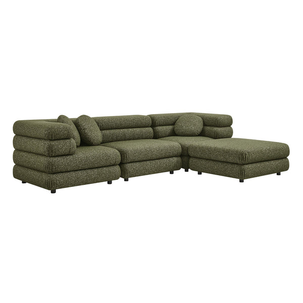 Modway Furniture Jubilee Modway 4 Piece Modular Sectional Looped Yarn Woven Sofa Set for Living Rooms Green EEI-7713-OLI