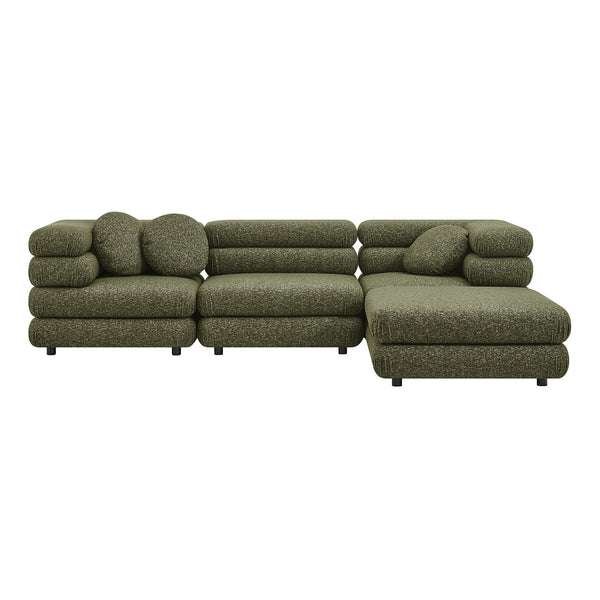 Modway Furniture Jubilee Modway 4 Piece Modular Sectional Looped Yarn Woven Sofa Set for Living Rooms Green EEI-7713-OLI