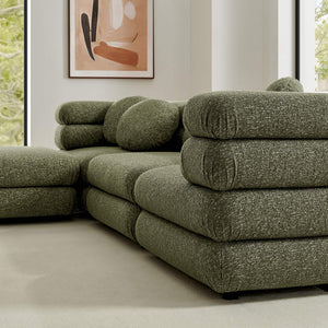 Modway Furniture Jubilee Modway 4 Piece Modular Sectional Looped Yarn Woven Sofa Set for Living Rooms Green EEI-7713-OLI