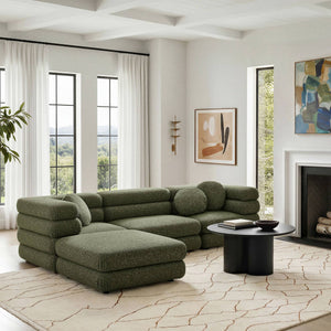 Modway Furniture Jubilee Modway 4 Piece Modular Sectional Looped Yarn Woven Sofa Set for Living Rooms Green EEI-7713-OLI