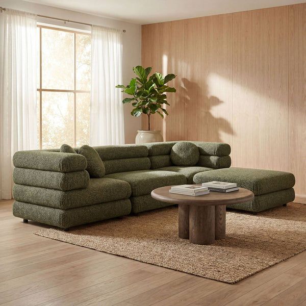 Modway Furniture Jubilee Modway 4 Piece Modular Sectional Looped Yarn Woven Sofa Set for Living Rooms Green EEI-7713-OLI