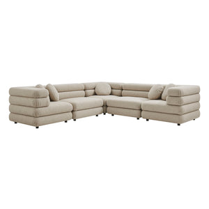 Modway Furniture Jubilee Modway 5 Piece Modular Sectional with Looped Yarn Woven Upholstery for Living Rooms Brown EEI-7714-LIN