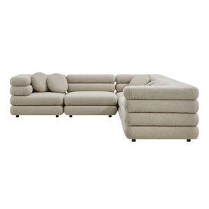 Modway Furniture Jubilee Modway 5 Piece Modular Sectional with Looped Yarn Woven Upholstery for Living Rooms Brown EEI-7714-LIN