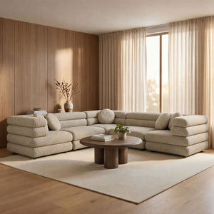Modway Furniture Jubilee Modway 5 Piece Modular Sectional with Looped Yarn Woven Upholstery for Living Rooms Brown EEI-7714-LIN