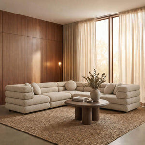 Modway Furniture Jubilee Modway 5 Piece Modular Sectional with Looped Yarn Woven Upholstery for Living Rooms Brown EEI-7714-LIN