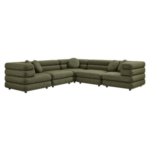 Modway Furniture Jubilee Modway 5 Piece Modular Sectional with Looped Yarn Woven Upholstery for Living Rooms Green EEI-7714-OLI