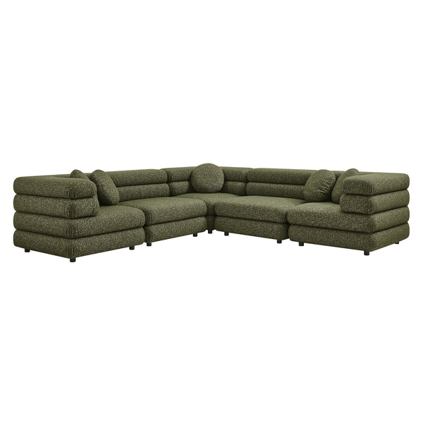 Modway Furniture Jubilee Modway 5 Piece Modular Sectional with Looped Yarn Woven Upholstery for Living Rooms Green EEI-7714-OLI