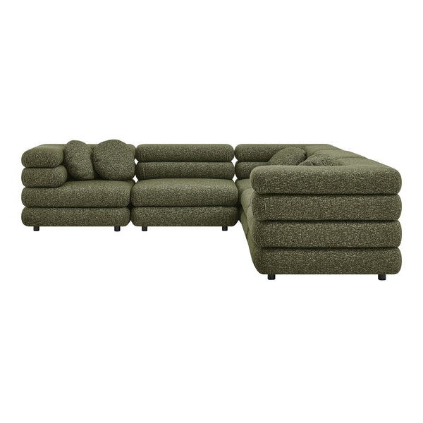 Modway Furniture Jubilee Modway 5 Piece Modular Sectional with Looped Yarn Woven Upholstery for Living Rooms Green EEI-7714-OLI