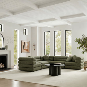 Modway Furniture Jubilee Modway 5 Piece Modular Sectional with Looped Yarn Woven Upholstery for Living Rooms Green EEI-7714-OLI