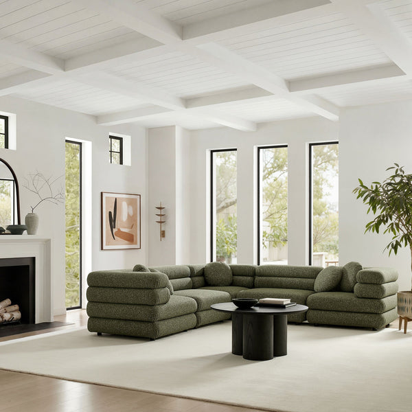 Modway Furniture Jubilee Modway 5 Piece Modular Sectional with Looped Yarn Woven Upholstery for Living Rooms Green EEI-7714-OLI