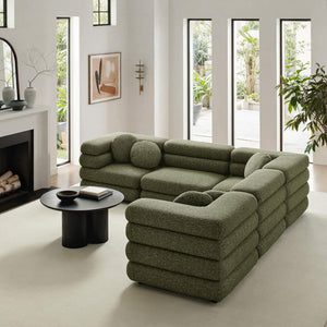 Modway Furniture Jubilee Modway 5 Piece Modular Sectional with Looped Yarn Woven Upholstery for Living Rooms Green EEI-7714-OLI