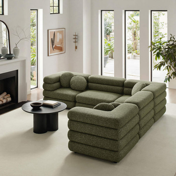 Modway Furniture Jubilee Modway 5 Piece Modular Sectional with Looped Yarn Woven Upholstery for Living Rooms Green EEI-7714-OLI