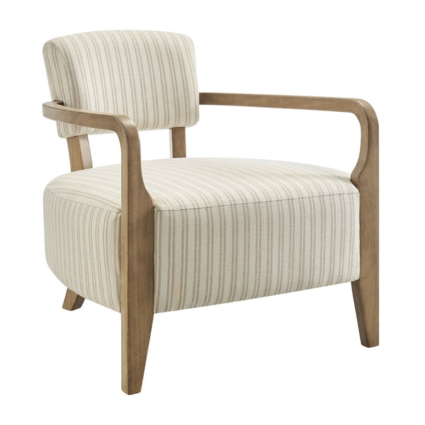 Modway Furniture Zinnia Bold Striped Upholstered Accent Chair with Rubberwood Arms for Modern Living EEI-7717-OAT