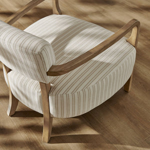 Modway Furniture Zinnia Bold Striped Upholstered Accent Chair with Rubberwood Arms for Modern Living EEI-7717-OAT