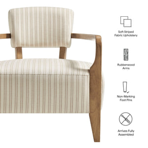 Modway Furniture Zinnia Bold Striped Upholstered Accent Chair with Rubberwood Arms for Modern Living EEI-7717-OAT