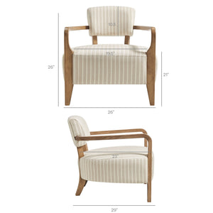 Modway Furniture Zinnia Bold Striped Upholstered Accent Chair with Rubberwood Arms for Modern Living EEI-7717-OAT