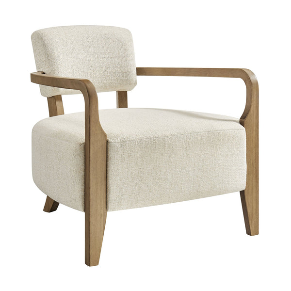 Modway Furniture Zinnia Linen Blend Accent Chair with Rubberwood Arms for Modern Living Rooms White EEI-7718-IVO