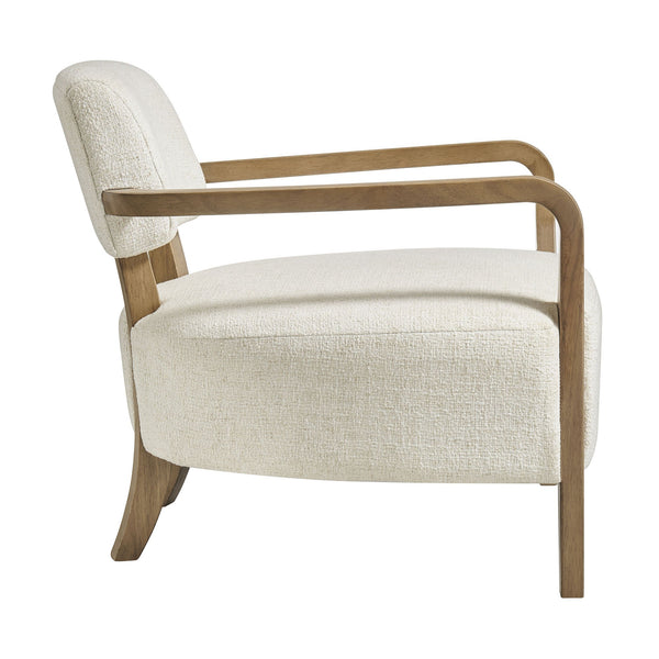 Modway Furniture Zinnia Linen Blend Accent Chair with Rubberwood Arms for Modern Living Rooms White EEI-7718-IVO