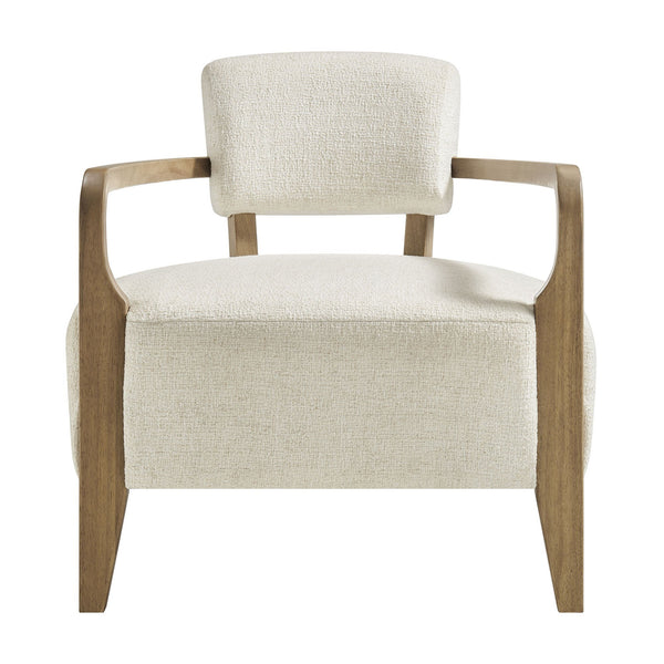 Modway Furniture Zinnia Linen Blend Accent Chair with Rubberwood Arms for Modern Living Rooms White EEI-7718-IVO