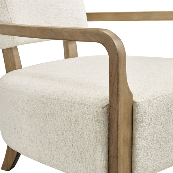 Modway Furniture Zinnia Linen Blend Accent Chair with Rubberwood Arms for Modern Living Rooms White EEI-7718-IVO