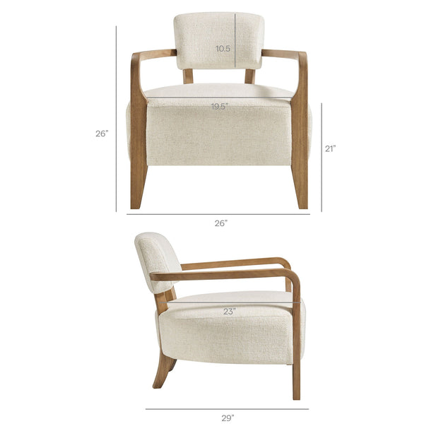 Modway Furniture Zinnia Linen Blend Accent Chair with Rubberwood Arms for Modern Living Rooms White EEI-7718-IVO